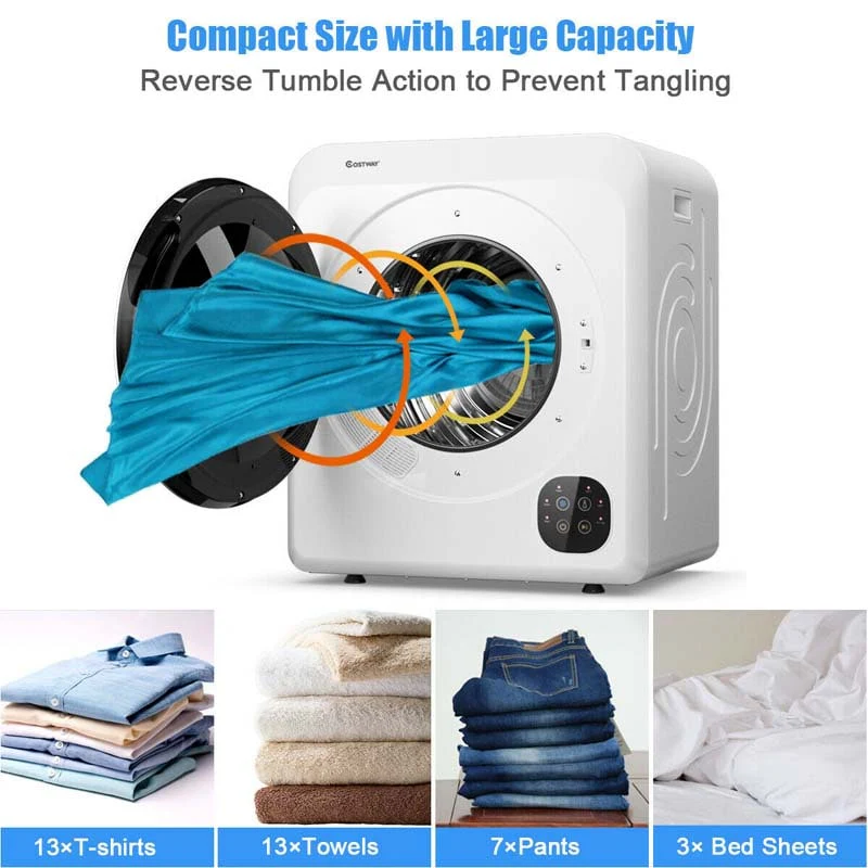 132 Lbs Portable Dryer For Apartments 1700W Front Load Tumble Dryer Compact Clothes Dryer Machine
