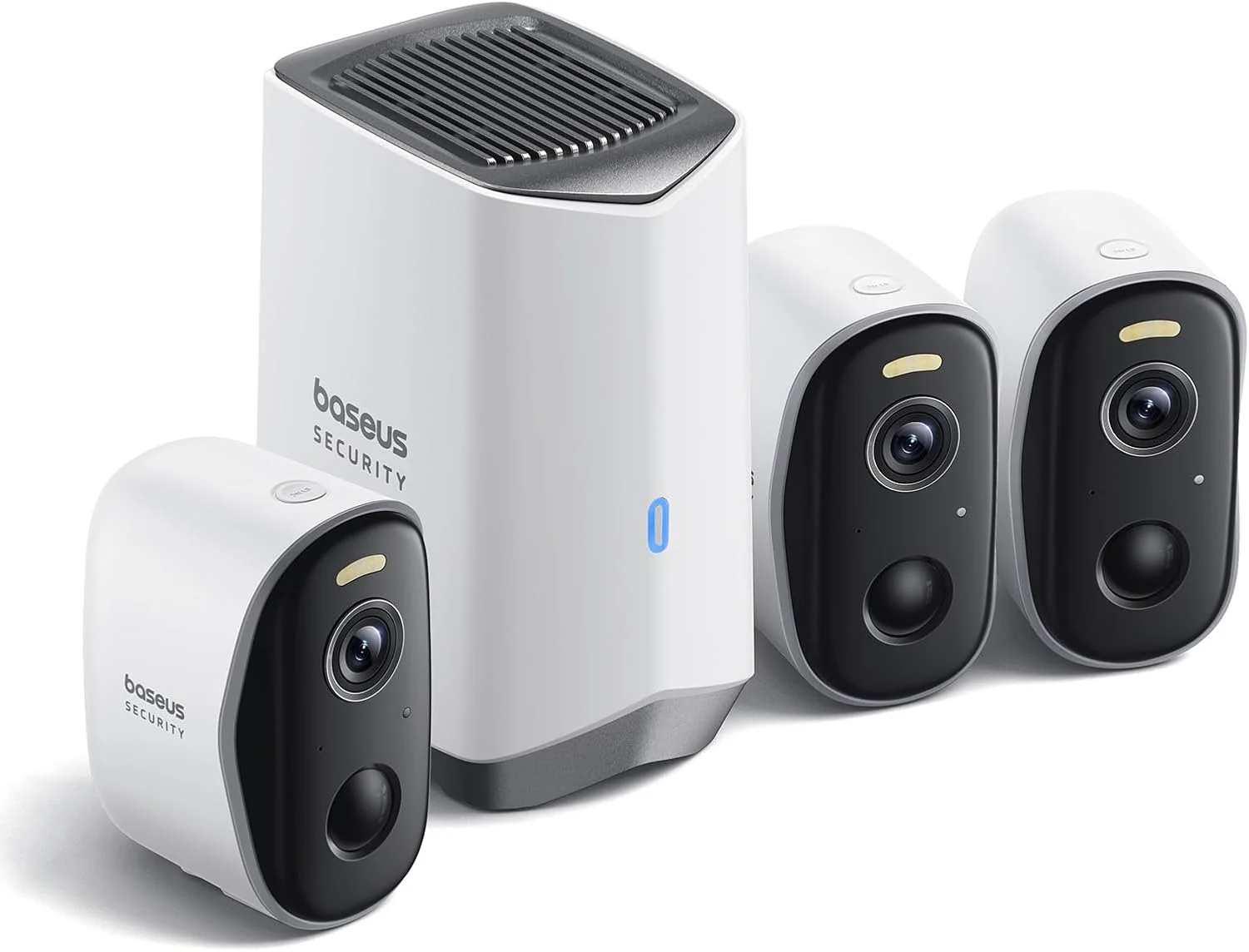 Baseus Security Überwachungskamera Aussen Kabellos 16TB Erweiterbarer Speicher, 210Tage Akku, IP67 Wetterfest, 16GB Lokal Speicher, N1 3-Cam Kit, 145°