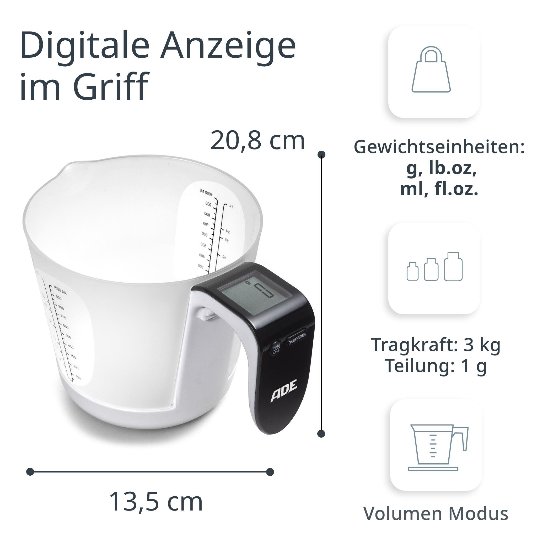 Küchenwaage Messbecher-Waage mit Display im Griff