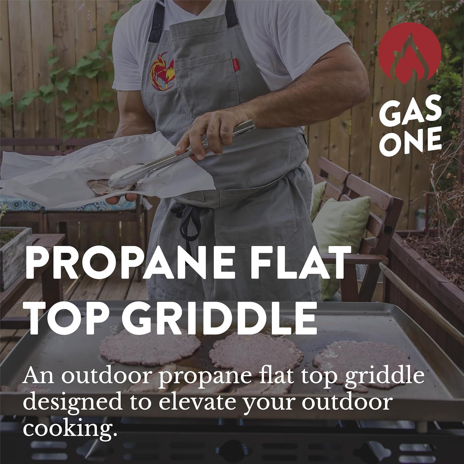 Gas One - Griglia piatta con 3 bruciatori ad accensione automatica, propano, portatile, in acciaio inox, con piastra pre-stagione, comodo vassoio antigoccia ideale per camper, campeggio