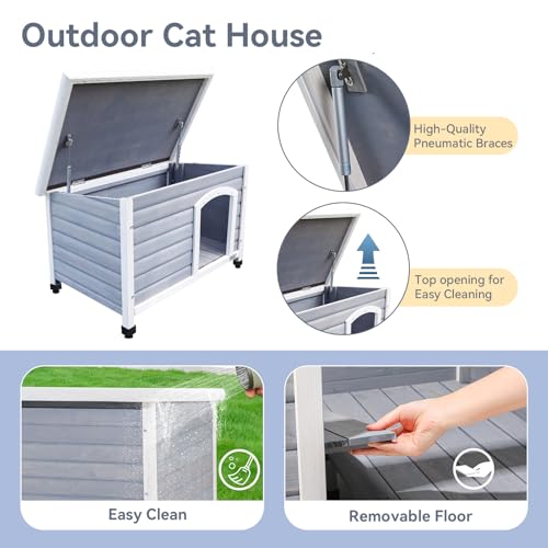 Petsfit Casetta per Cani da Esterno, con Pavimento Rimovibile, Tetto Apribile in Legno, Cuccia per Cane da Esterno, 78 x 52 x 58 cm grigio : Amazon.it: Prodotti per animali domestici
