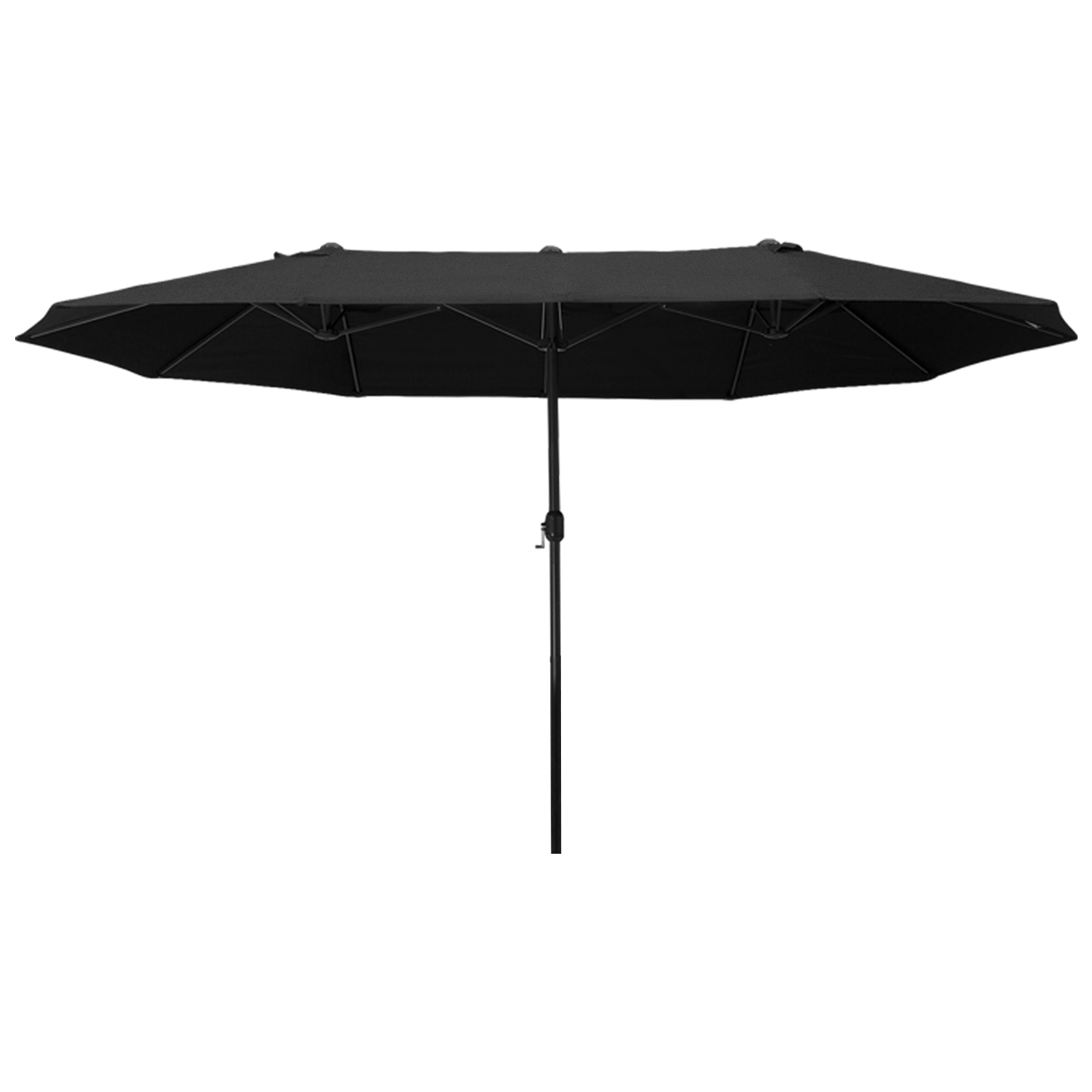 Outsunny Doppelsonnenschirm 455 x 270 cm Gartenschirm mit Handkurbel oval stabil Metallstange Marktschirm Doppelsonnenschirm Terrassenschirm Sonnenschutz für Strand Balkon Terrasse Garten Schwarz