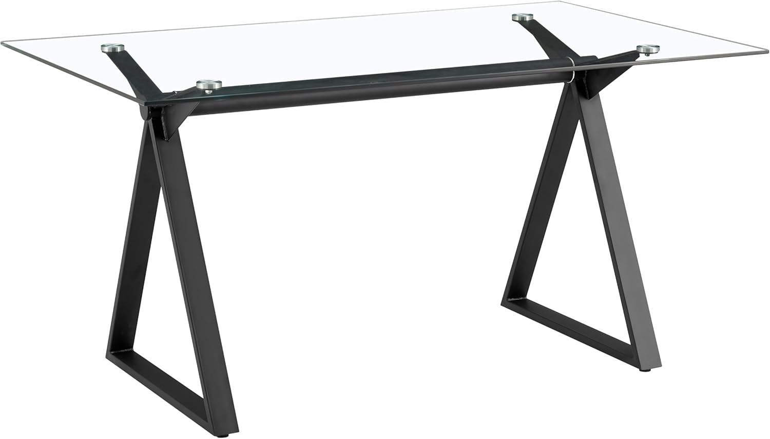 Brigros WeHome - Tavolo Da Pranzo Rettangolare Smart Con Top In Vetro Temperato, Tavolo Cucina, Tavolo Salotto, Tavolo Da Cucina Con Gambe In Ferro,arredamento Casa, 150x90x75 Cm (Nero)