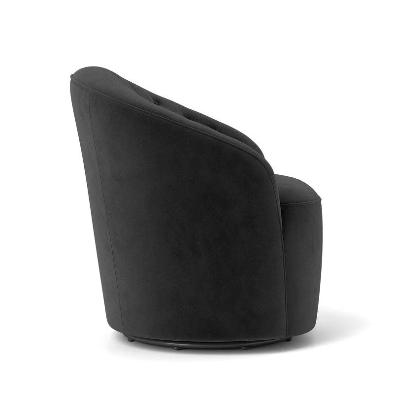 Velvet Upholstered 360 Degree Swivel Barrel Chair with Button Tufted Back