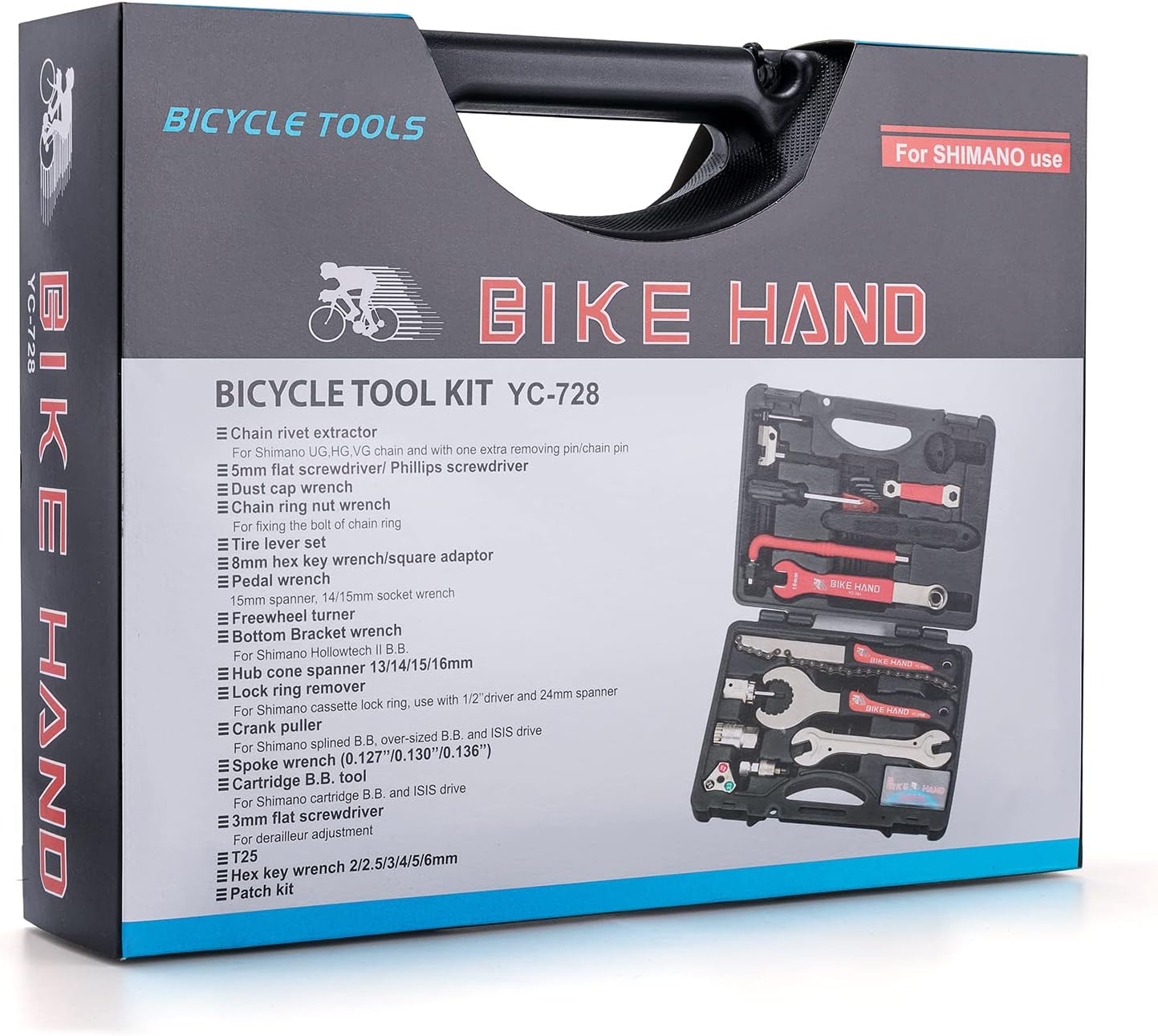 CXWXC Fahrrad Reparaturset, Tragbarer Fahrrad Werkzeugkoffer Fahrrad Werkzeug Set für Fahrrad Reifen Kette Montage Reparaturen Bike Tool Set mit Tragekoffer (Rot) (32 Teilig)