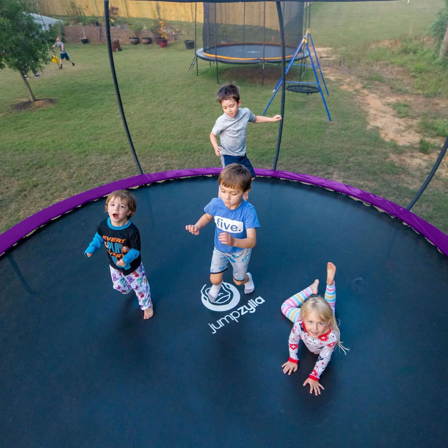 JUMPZYLLA Trampoline 8FT 10FT 12FT 14FT 15FT 16FT Trampoline with Enclosure - Recreational Trampolines with Ladder and AntiRust Coating, ASTM Approval Outdoor Trampoline for Kids