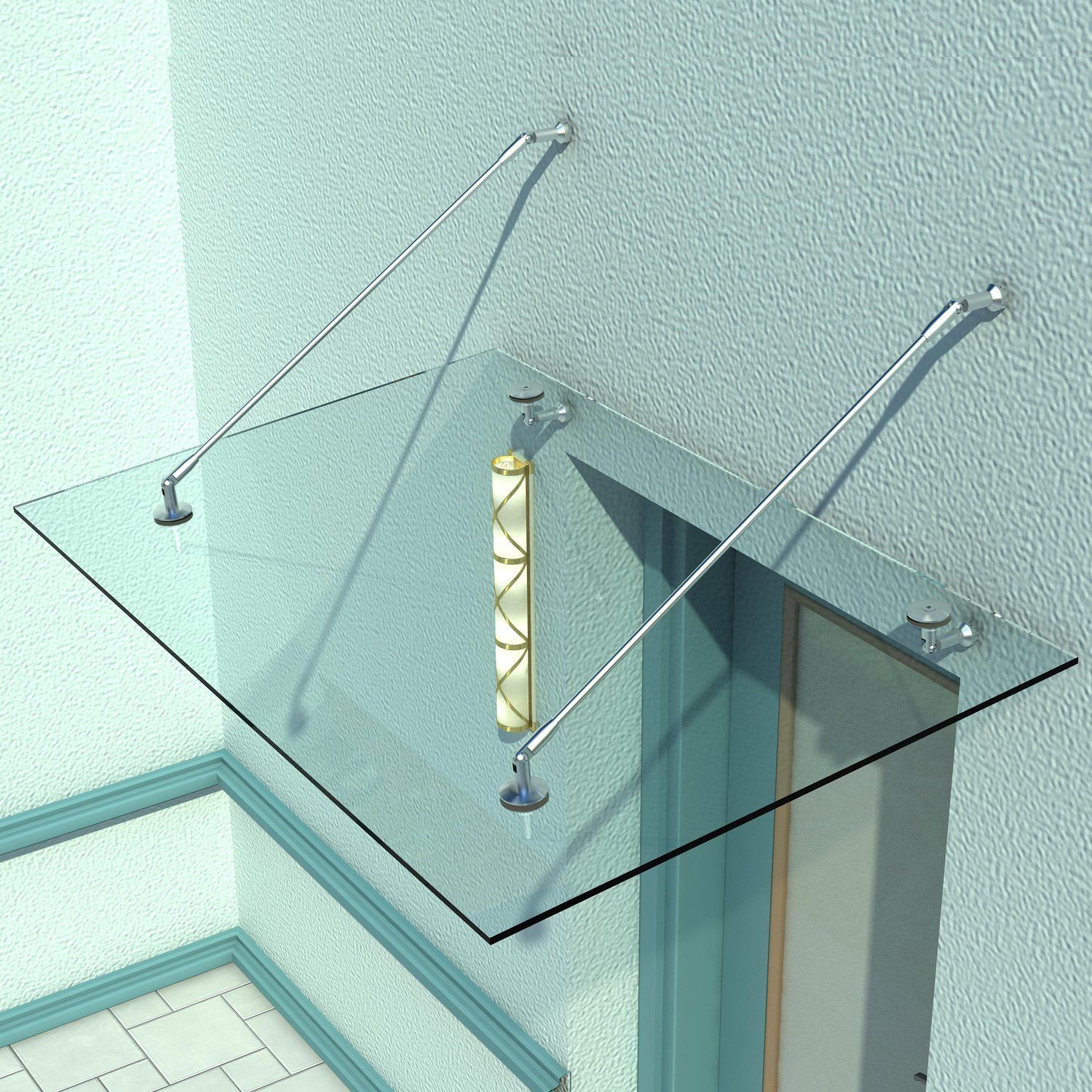 Glazen luifel voordak huisdeur roestvrije staal gehard glas 150X90 cm