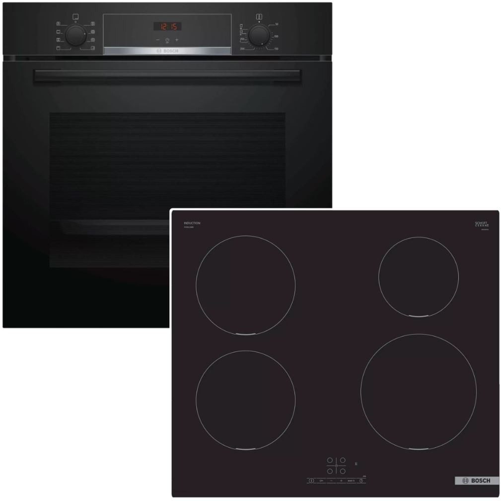 Backofen-Set Schnellaufheizung 71 Liter Edelstahl EcoClean + Induktionskochfeld