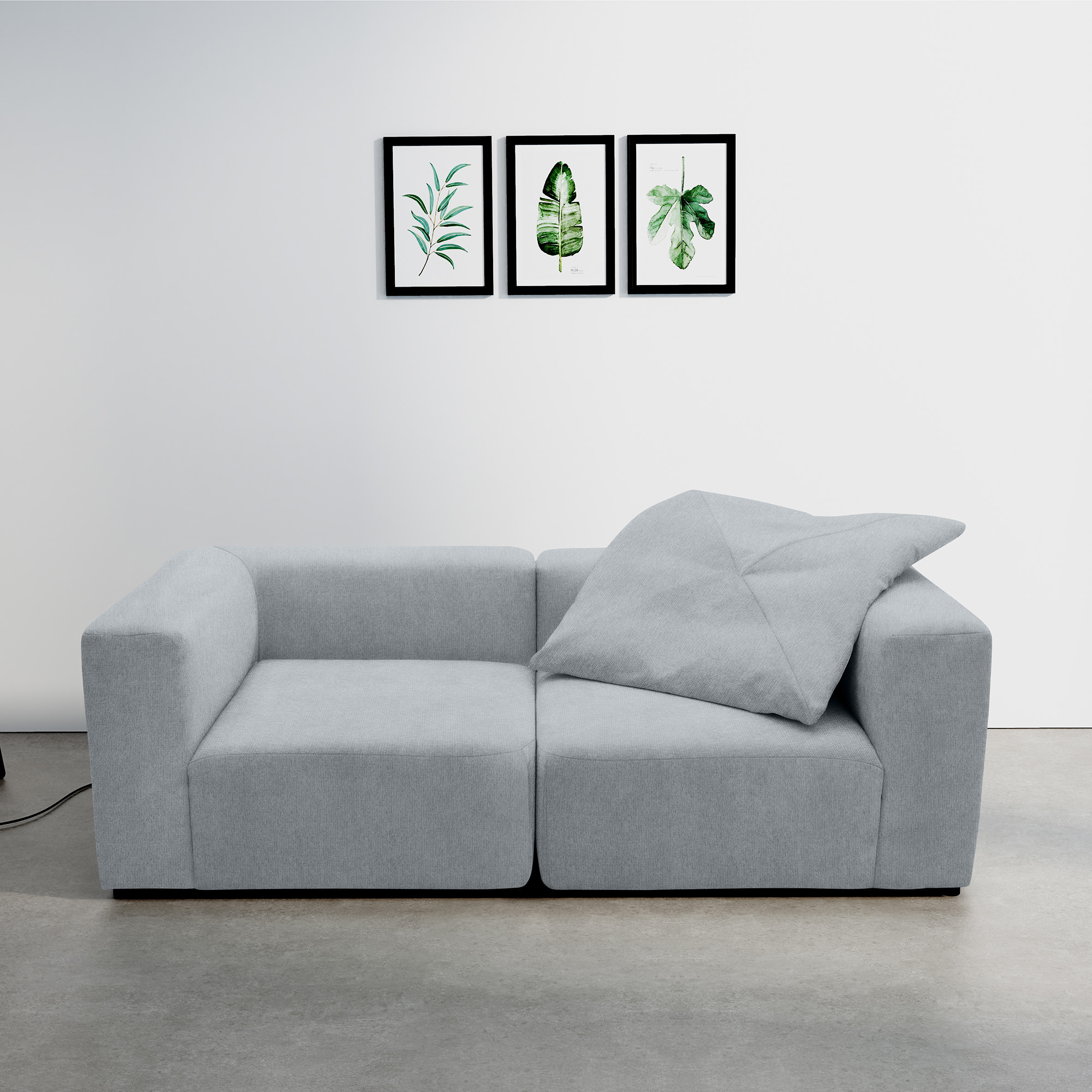 Sofa 800013, 2-Sitzer, rechteckig, gepolsterte Rückenlehne, 2er Couch, 216 x 108 x 69 (BxTxH), Grau