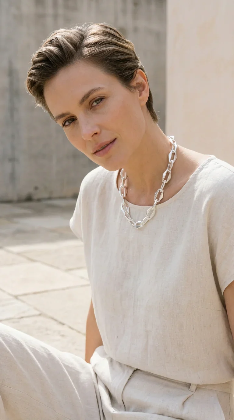 Envy Silver Faceted Link Necklace