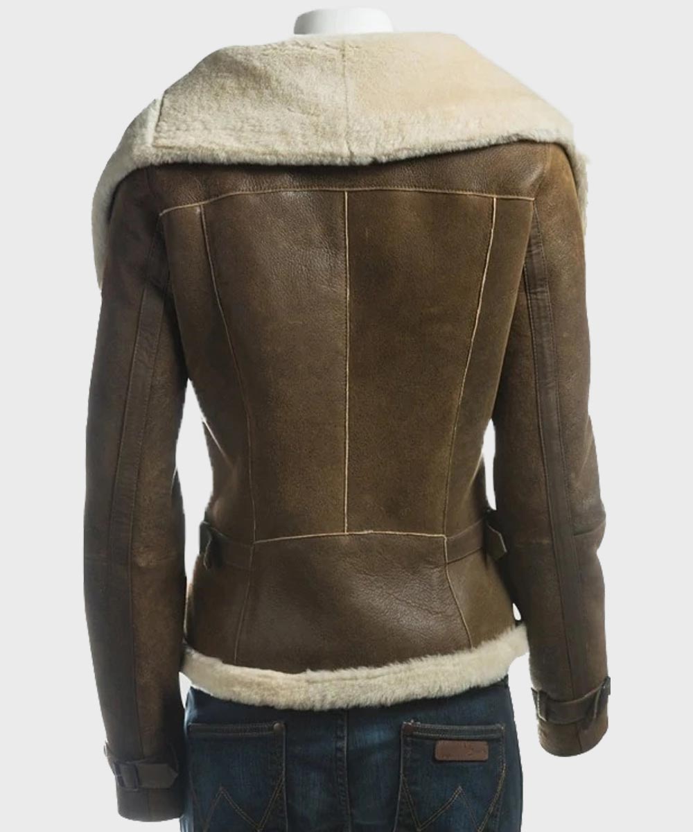 Womens Shearling Brown Leather Jacket