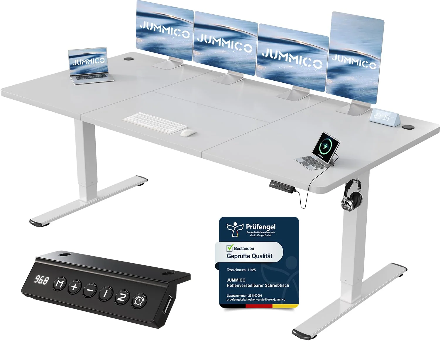 JUMMICO Elektrisch höhenverstellbarer Schreibtisch mit USB-Anschluss