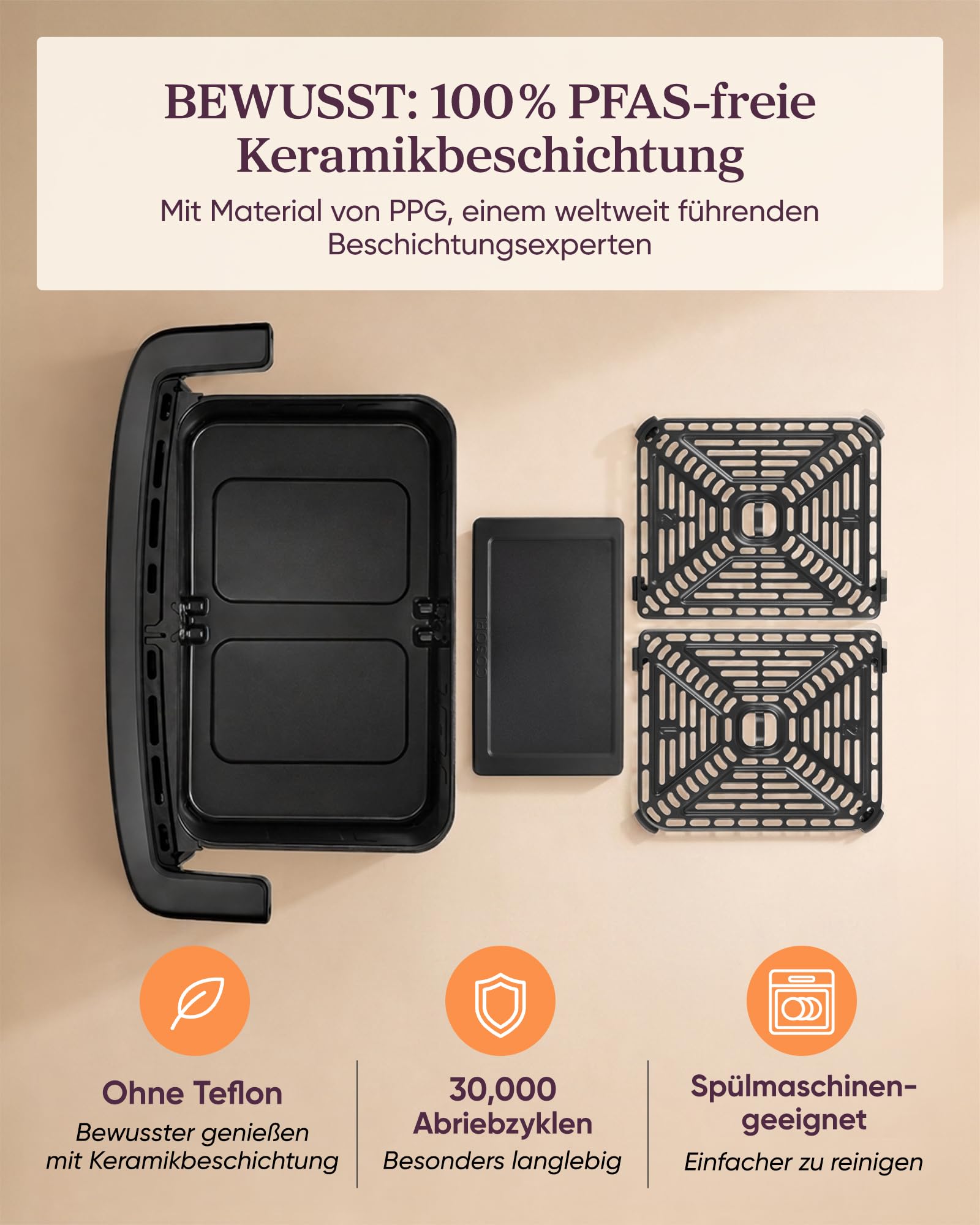 2-Kammer-Heißluftfritteuse Dual Blaze Twinfry Compact TF801 mit 8,6 L, 2200 W und PFAS-freier Keramikbeschichtung