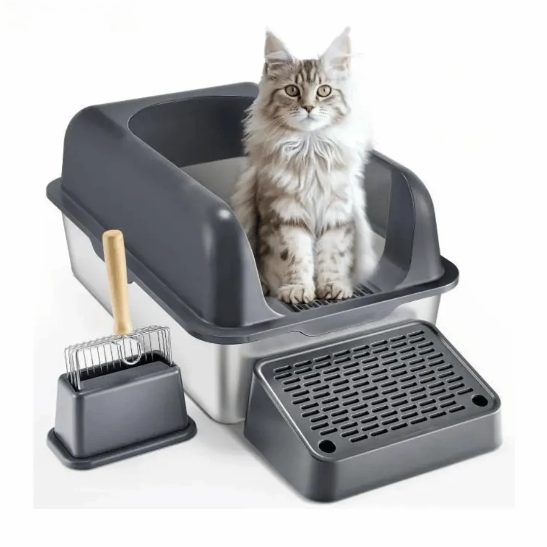 Extra Large Cat Litter Box �C High Sides, UV Deodorization & Non-Stick Surface