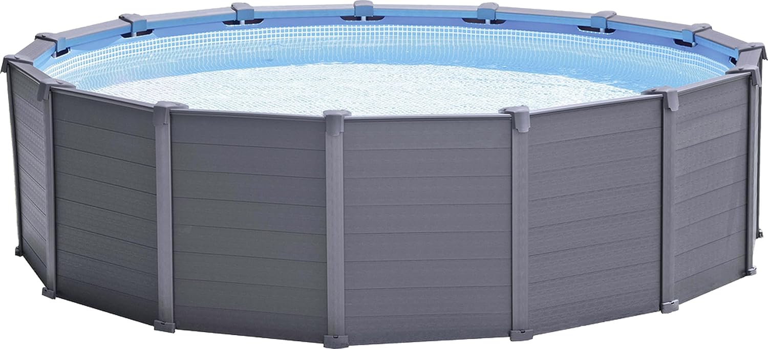 Intex Stahlrahmenpool, 478 x 124 cm, Grau/Blau, Schwimmbad Ø Gestellbecken Set Graphit