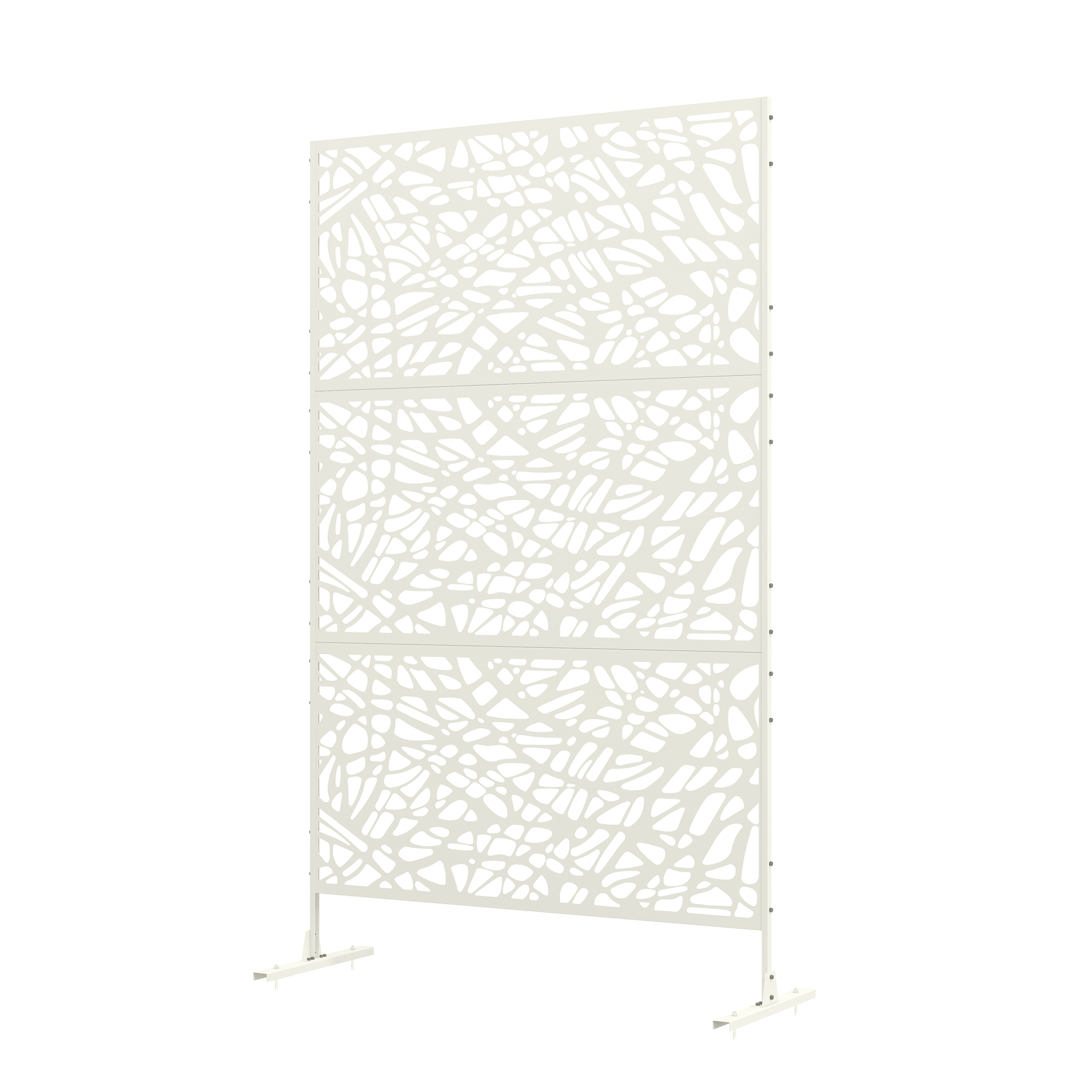Outsunny Dekoratives Windschutzpaneel für den Außenbereich mit durchbrochenem geometrischem Metallmuster - 122 x 45 x 198 cm, weiß