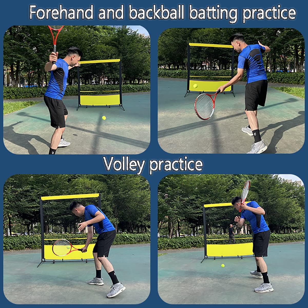 Tragbarer Tennis-Rebounder, Tennis-Übungswand für das Training im Innen- und Außenbereich, Trainingsgerät, Tennis-Rebound-Netz, für Grundschläge und Volley-Tennis (Größe: 1,8 x 3,5 m)