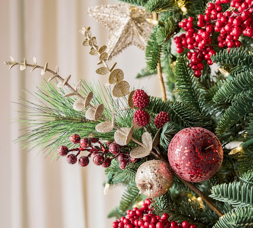 Sparkly Eucalyptus Tree Pick &ndash; Indoor Christmas Decoration, 15&prime;&prime; H, Styrofoam/Iron/Plastic