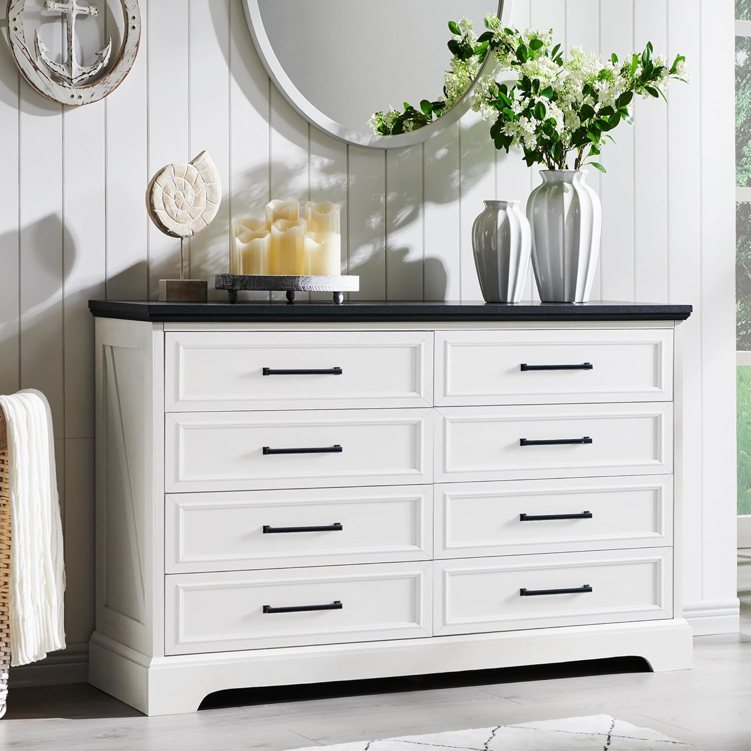 ACCOHOHO Farmhouse 8 Drawers Dresser Chests for Bedroom,52
