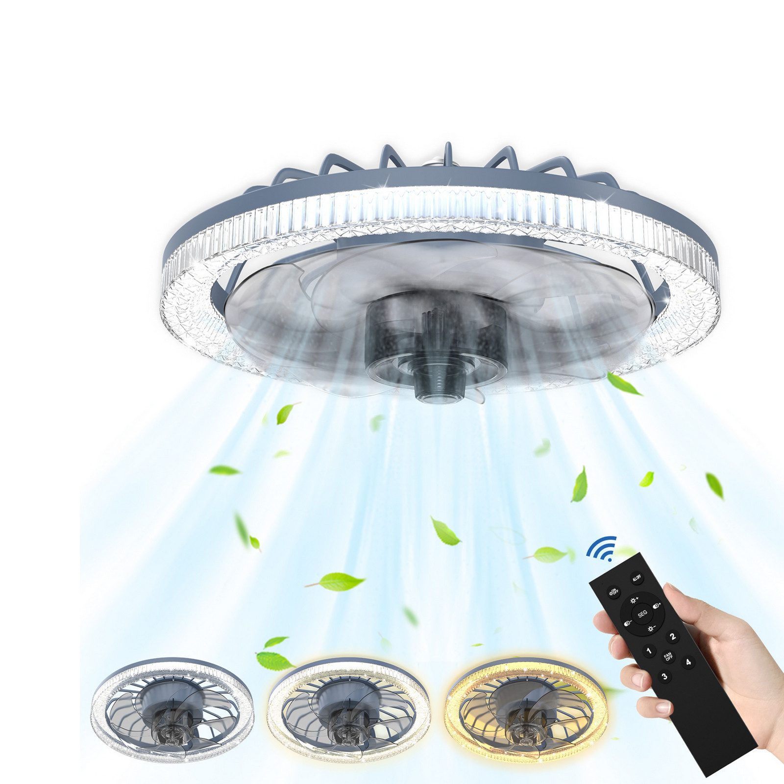 Deckenventilator 60W LED Deckenventilator E27 mit Beleuchtung