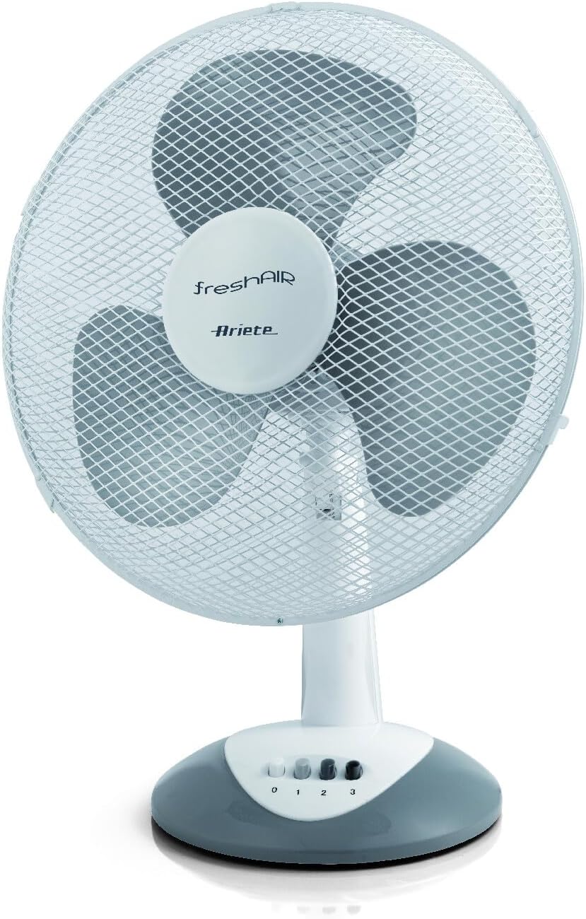 Ariete 847 Ventilatore da Tavolo, 3 velocità, Elica a 3 Pale, Funzione Oscillazione e Inclinazione, 40 W, Plastica, Bianco