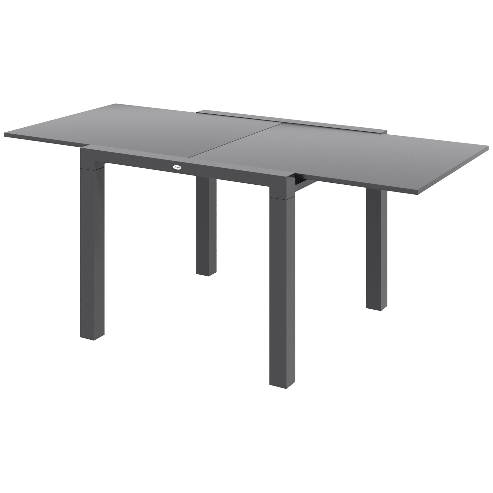 Outsunny Erweiterbarer rechteckiger Gartentisch für bis zu 6 Personen aus Aluminium Maße 80/160L x 80B x 75H cm Anthrazitgrau