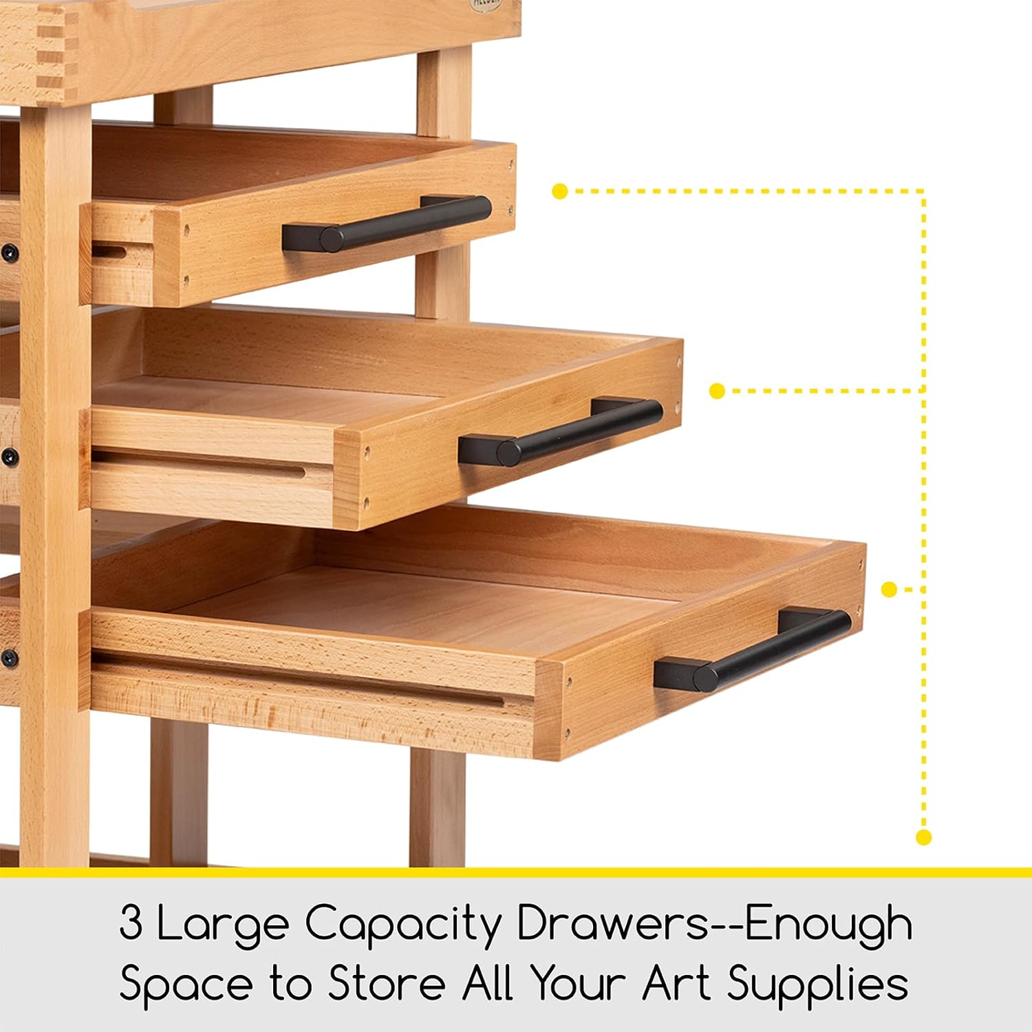 MEEDEN 5-Tier Art Supplies Storage Cart, Beech Wood, 3 Drawers