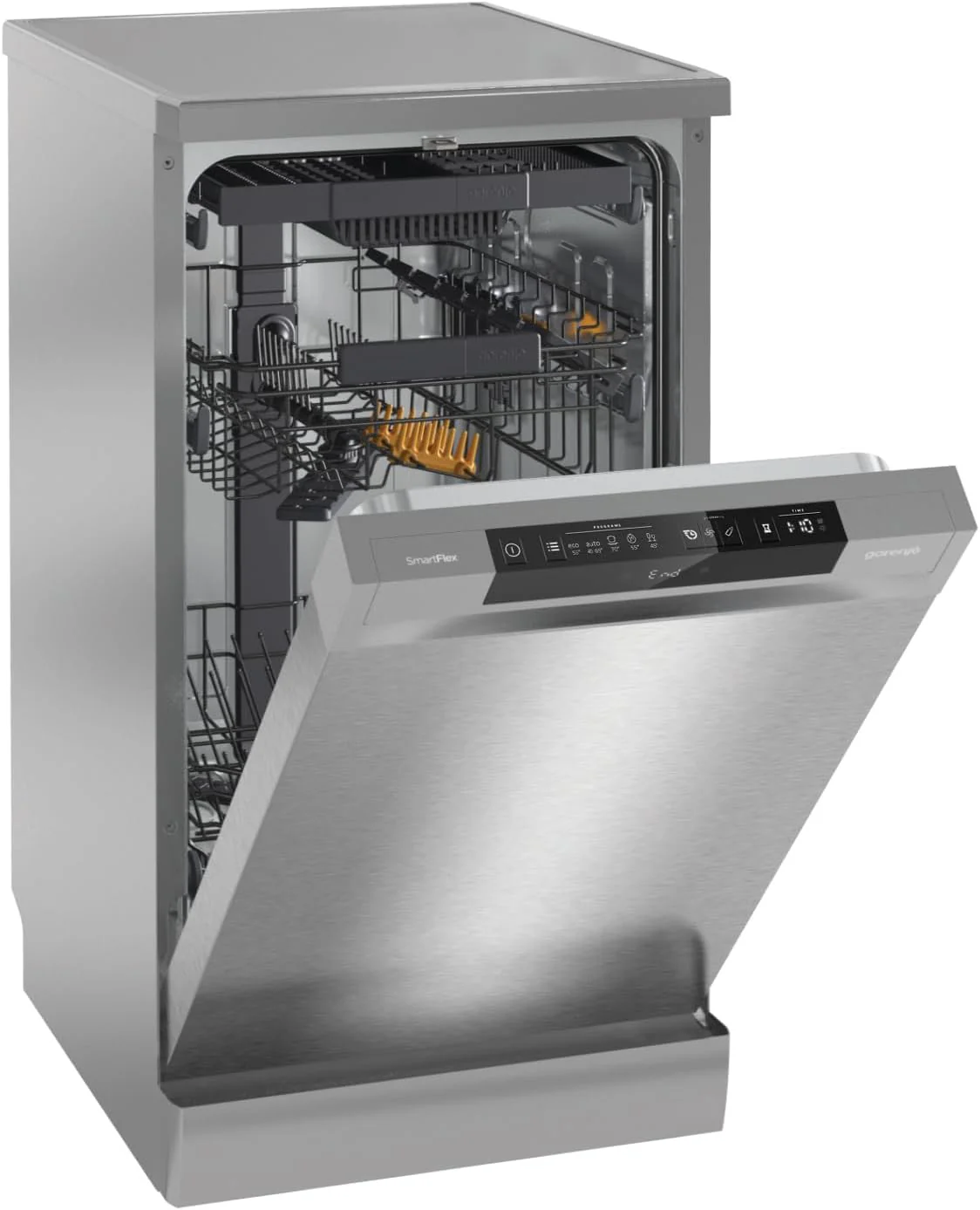 Gorenje GS 541D10 X Freistehender Geschirrspüler / SuperSilent / 11 Maßgedecke / 5 Programme / Programmanzeige / TotalDry / Silber, 45 cm breit