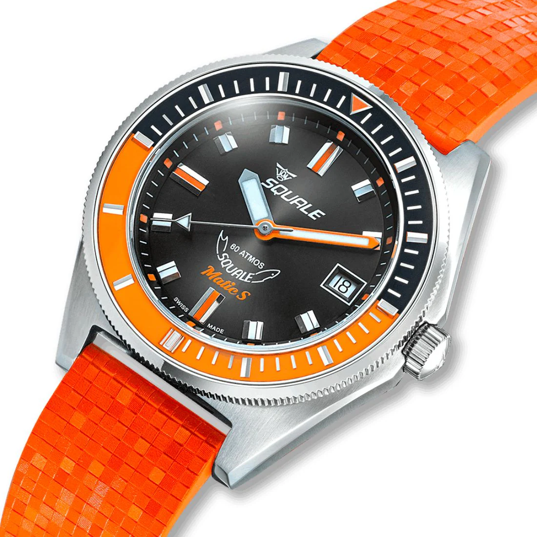 Orologio Squale Matic S arancione e nero gomma sub 600mt MATICBKOBK.MROR