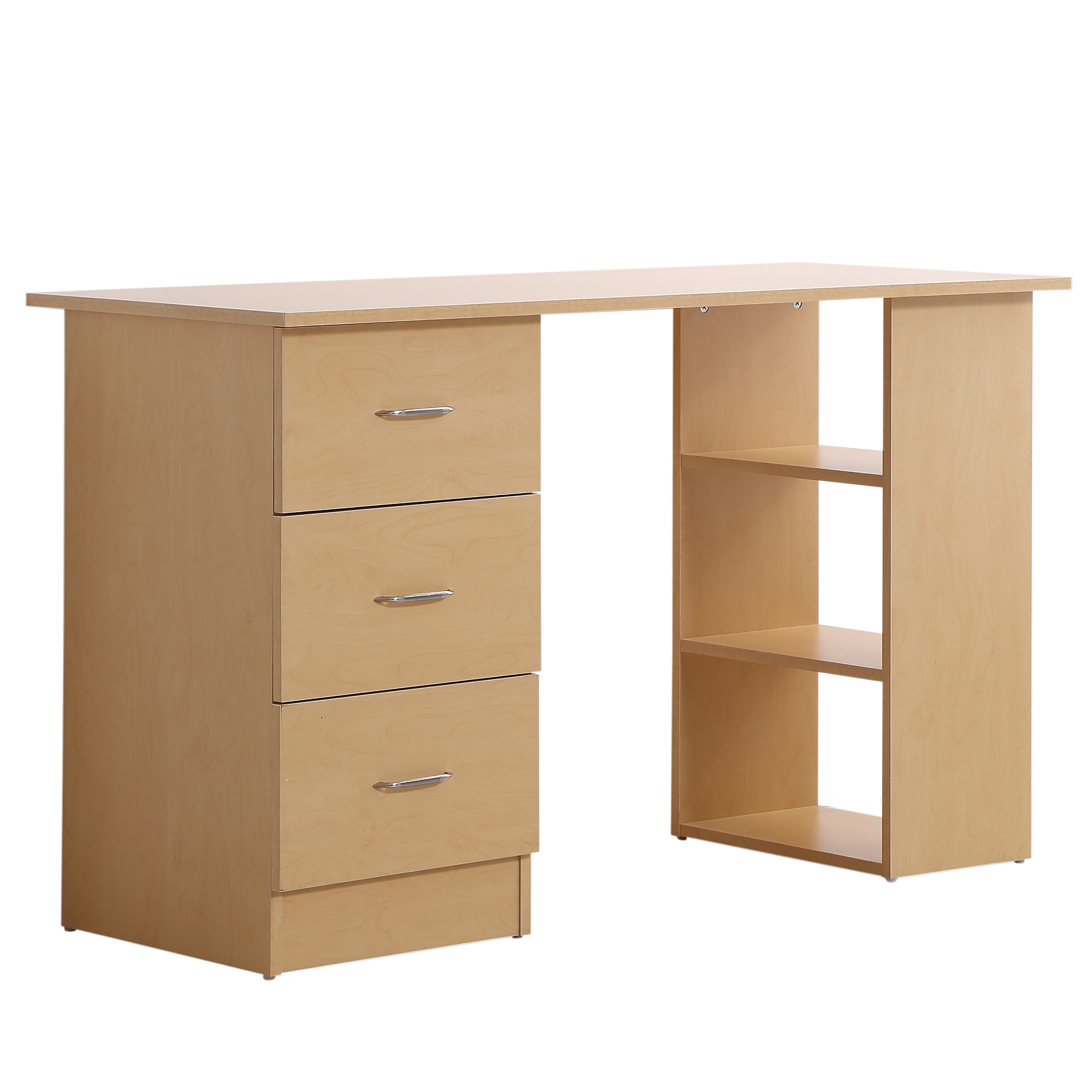 HOMCOM® Schreibtisch Computertisch mit Schubladen Natur