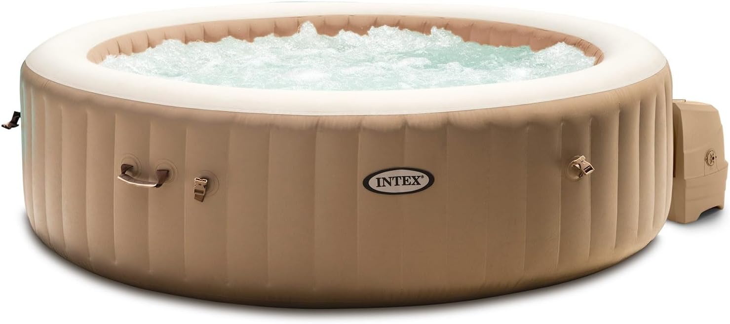 Intex, Whirlpool Pure Spa Bubble Massage - Vasca idromassaggio, Ø 216 cm x 71 cm, per 6 Persone, capacità 1098 l, Beige 28428