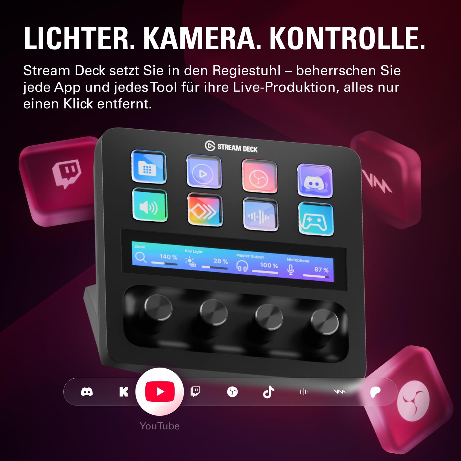 Elgato Stream Deck Plus Audiomixer und Studio Controller für Streaming Podcast und Content Creation