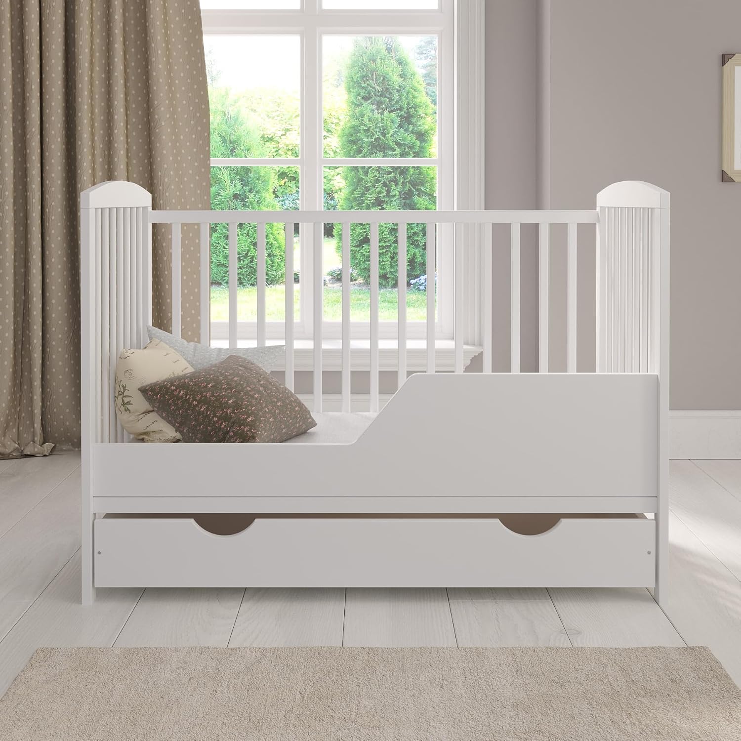Love For Sleep Babybett Beistellbett 120x60cm mit Schaumstoffmatratze Weiß Jacob Kinderbett Baby Bett Holz - Kinderbett Babybett, Mitwachsend Gitterbett Baby Bed