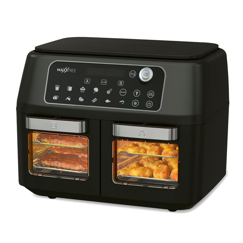 Heißluftfritteuse Doppelkammer 11L 2 x 5,5l digitale Bedienung & Sichtfenster