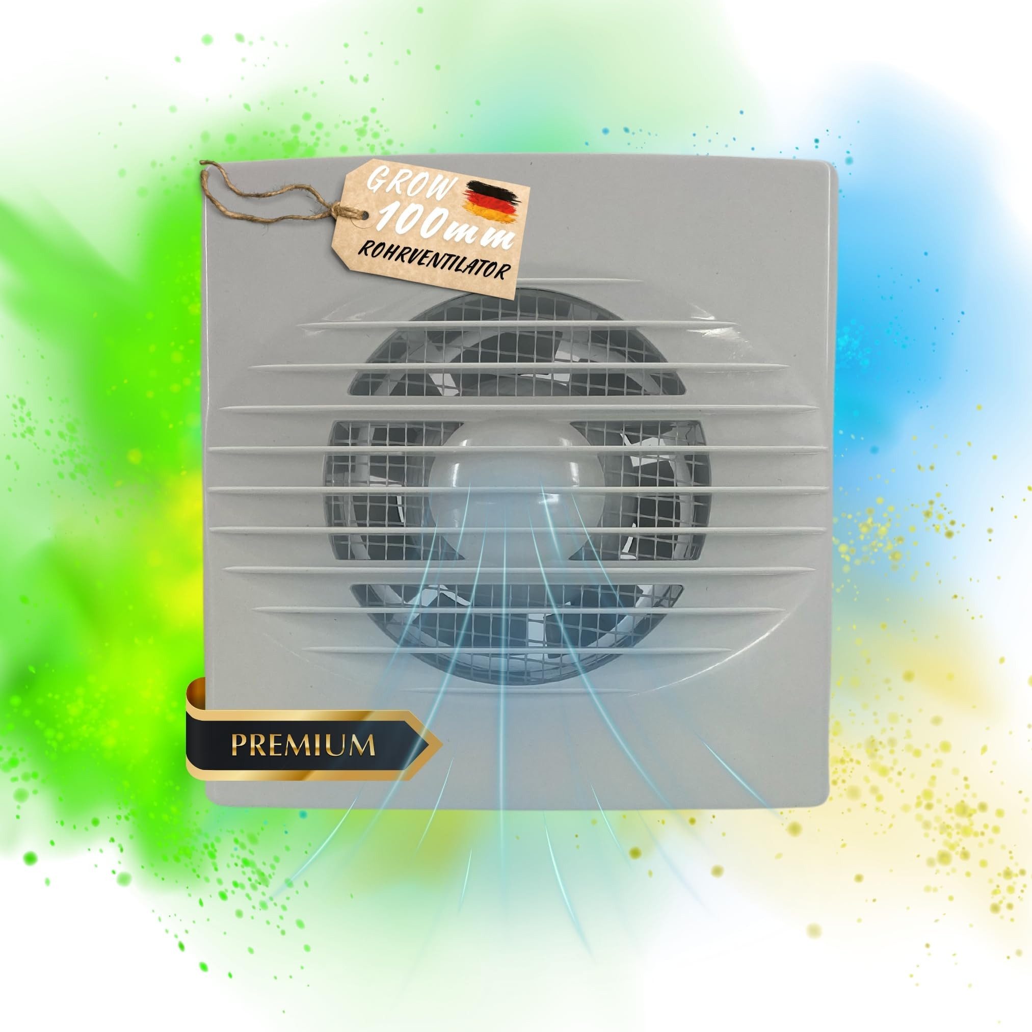 Wandventilator IPX4 15W 100mm Abluft Zuluft Grow Lüfter Ventilator für Growbox Lüfter