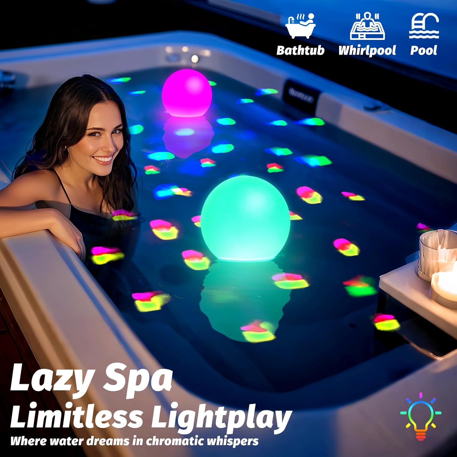 Wiederaufladbare schwimmende Pool-Lichter, 15,2 cm, leuchtende Poolkugeln mit Unterwasser-Lichtern, Farbwechsel-LED-Pool-Licht, das schwimmt, IP68 wasserdicht, schwimmendes Licht für Pool, Party