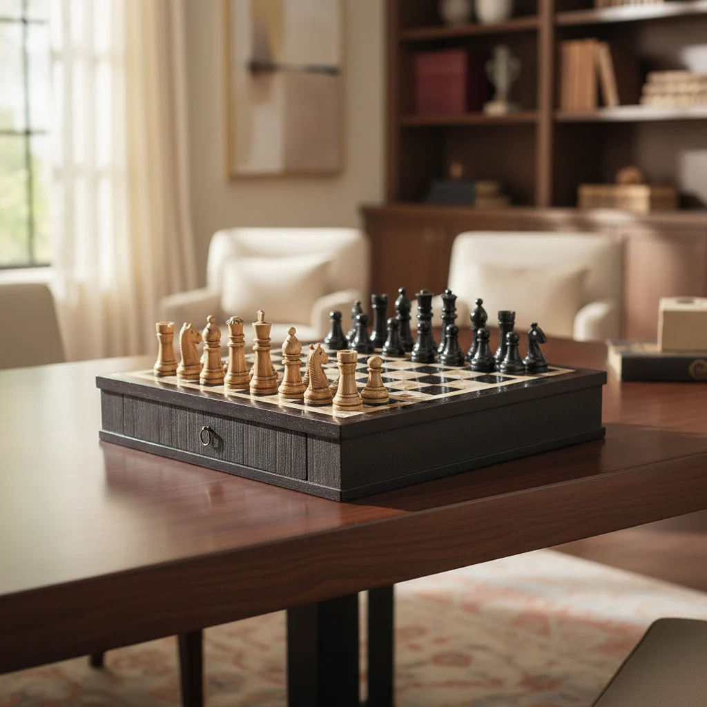 Luxury Wooden Chess Set with Integrated Storage �C Hand-Finished Heirloom Edition
