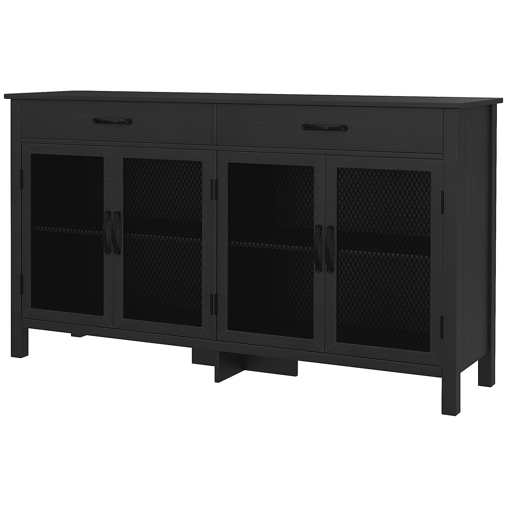 HOMCOM Lowboard-Schrank mit 4 Türen, verstellbaren Regalen und 2 Schubladen im industriellen Stil 150 x 40 x 85 cm Schwarz