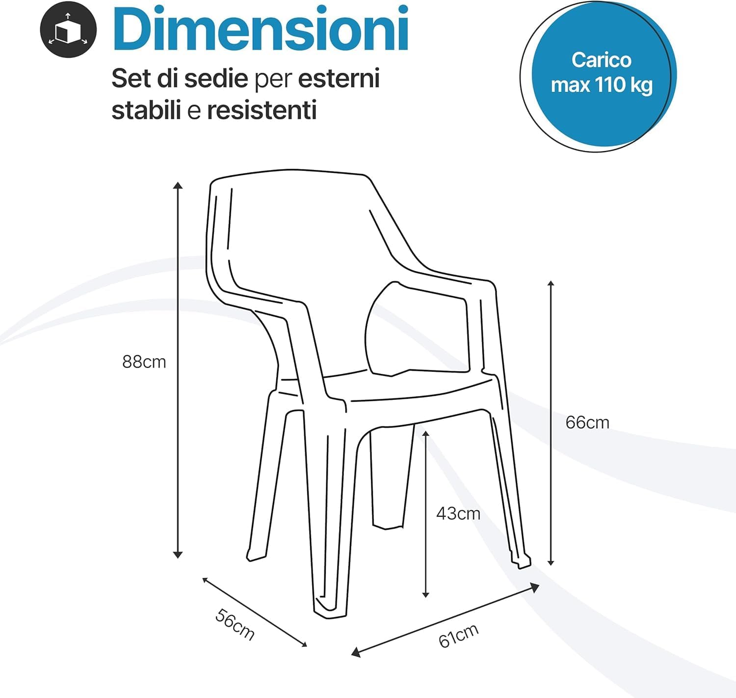 Tomaino - Table and 6 Plastic Garden Chairs Set - with Extendable Extension, with Armrests, Stackable, for Outdoor, Terrace - Norden Dining Set (Black)