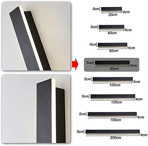 Wandleuchte, LED-Wandleuchten, 120 cm lang, warmweißes Licht, Innenbeleuchtung, schwarz(80cm)
