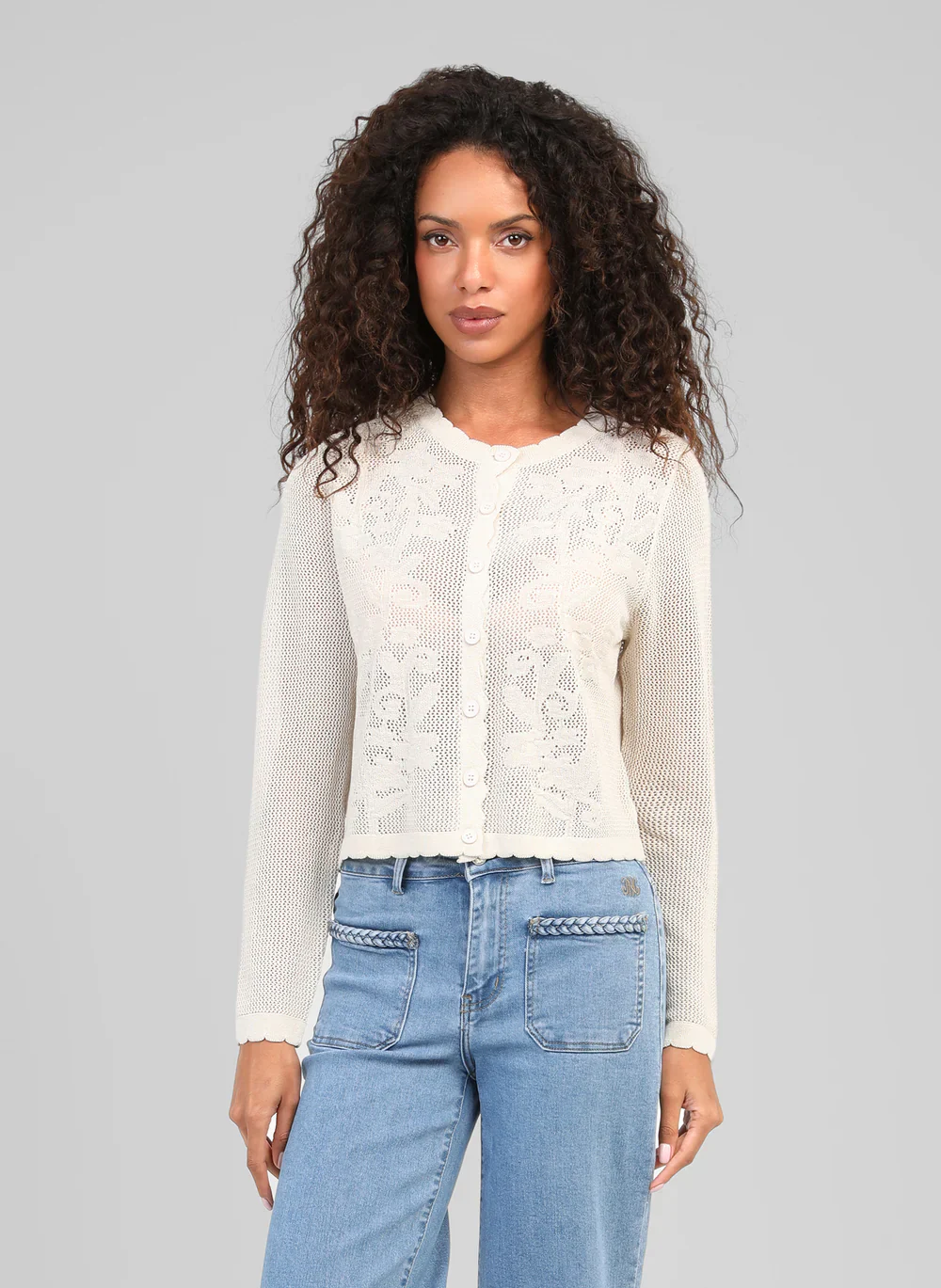 Nanita Fine Knit Cardigan in Ecru �� An'ge