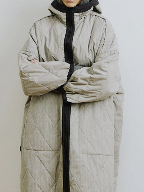 Reversible Windbreaker Coat [Dark Grey] �C Oversized Two-Tone Reversible Padding