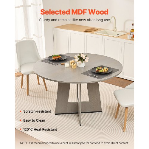 VEVOR Runder Esstisch Küchentisch Holz (nur Tisch) Esszimmertisch 120cm Grau