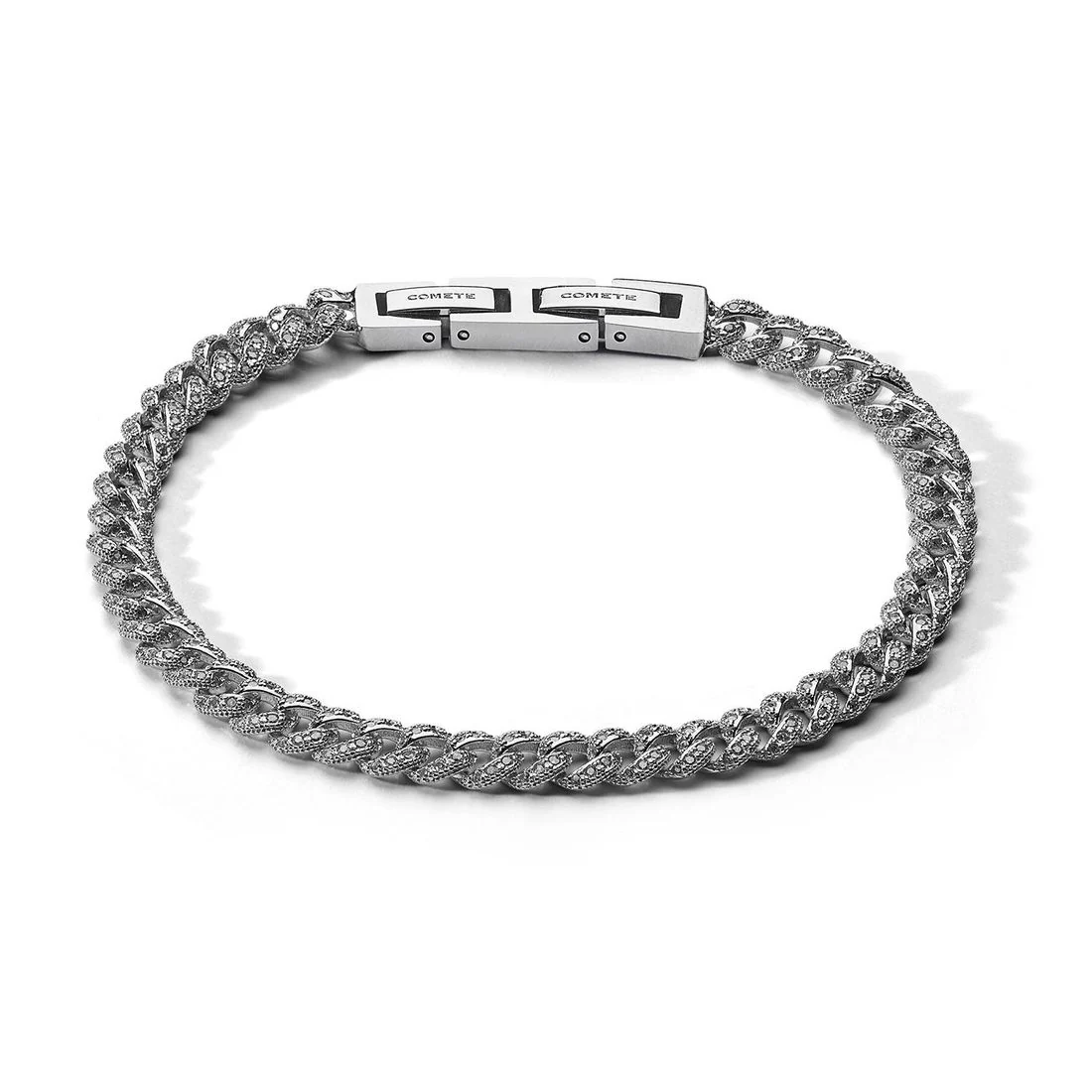 Bracciale Comete a groumette double face argento pietre bianche UBR 1292 M20