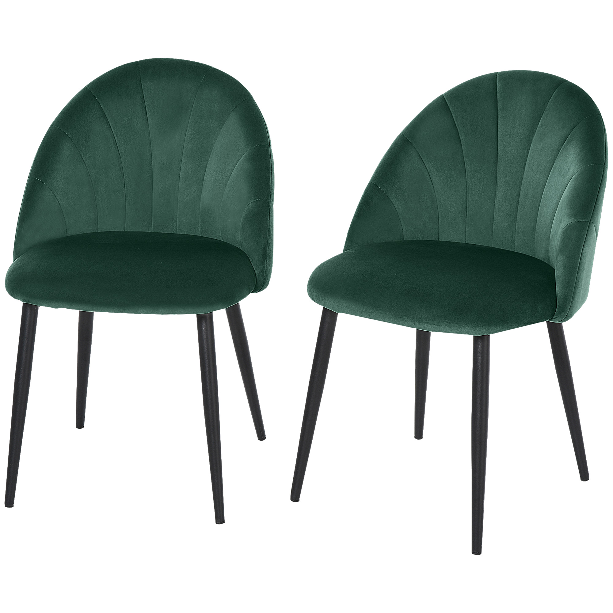 HOMCOM 2er-Set Esszimmerstühle Küchenstühle Akzentstühle, 52 cm x 54 cm x 79 cm, Grün