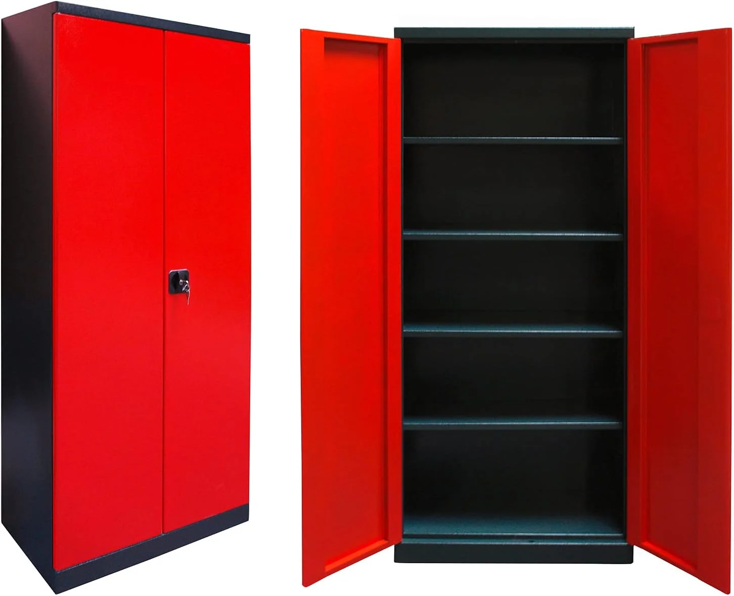 DEMA Werkzeugschrank L, H192 x B78 x T38 cm, für Werkstatt, Werkstattschrank, Metallschrank anthrazit, robust, langlebig, abschließbar, Garage, Lager