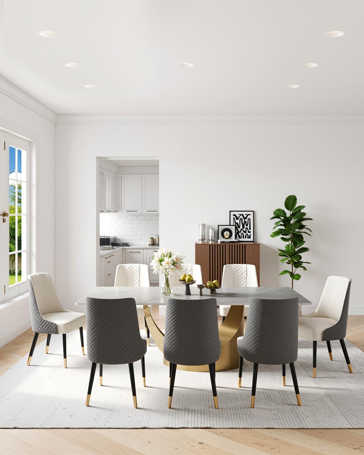 SCON Einbaustrahler 6er-Set, 10 W, runde Einbaustrahler, verstellbarer Abstrahlwinkel, 5-Farben-Durchmesser, Farbtemperatur 2700K–6000K, geeignet für Wohnzimmer, Küche und Flur