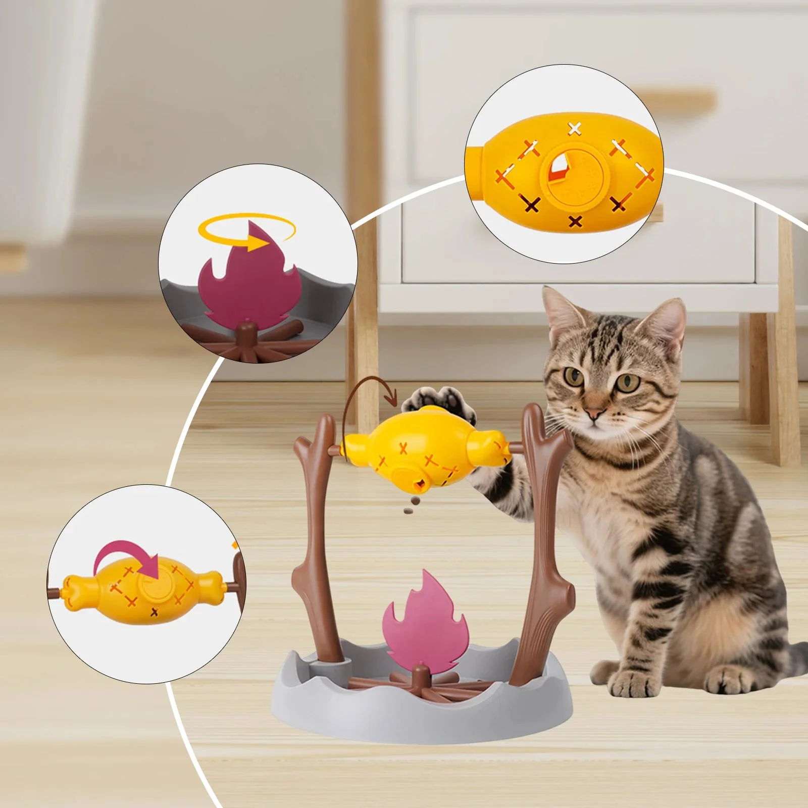 Interactive Cat Slow Feeder �C Rotating Drumstick Dispenser with Adjustable Food Release