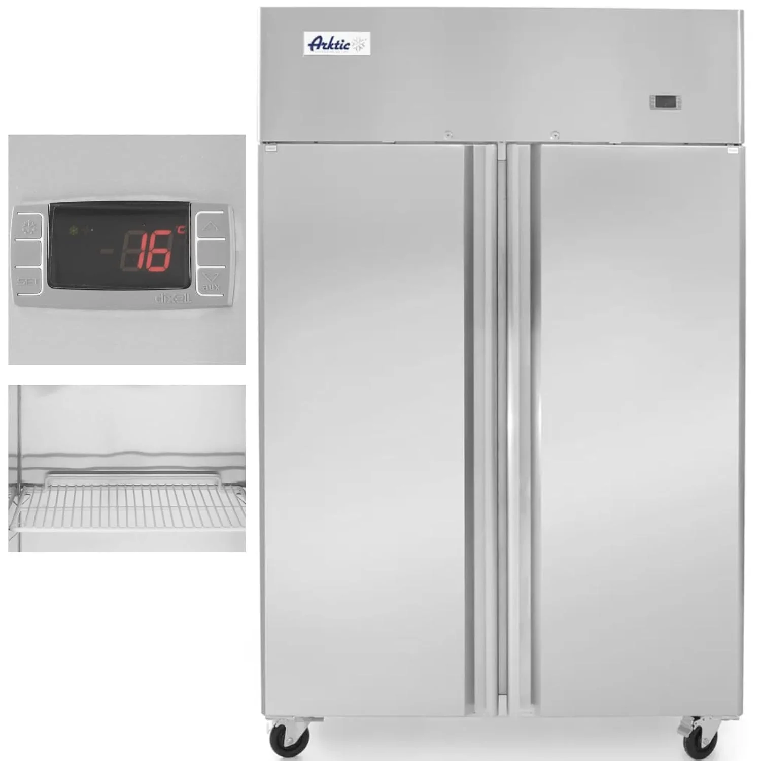 HENDI Kühlschrank, 1950 mm, 40 kg, 900 L, 230 V, Silber, Arktic, mit 6 verstellbaren Regalböden, bis pro Boden, 4 Rollen