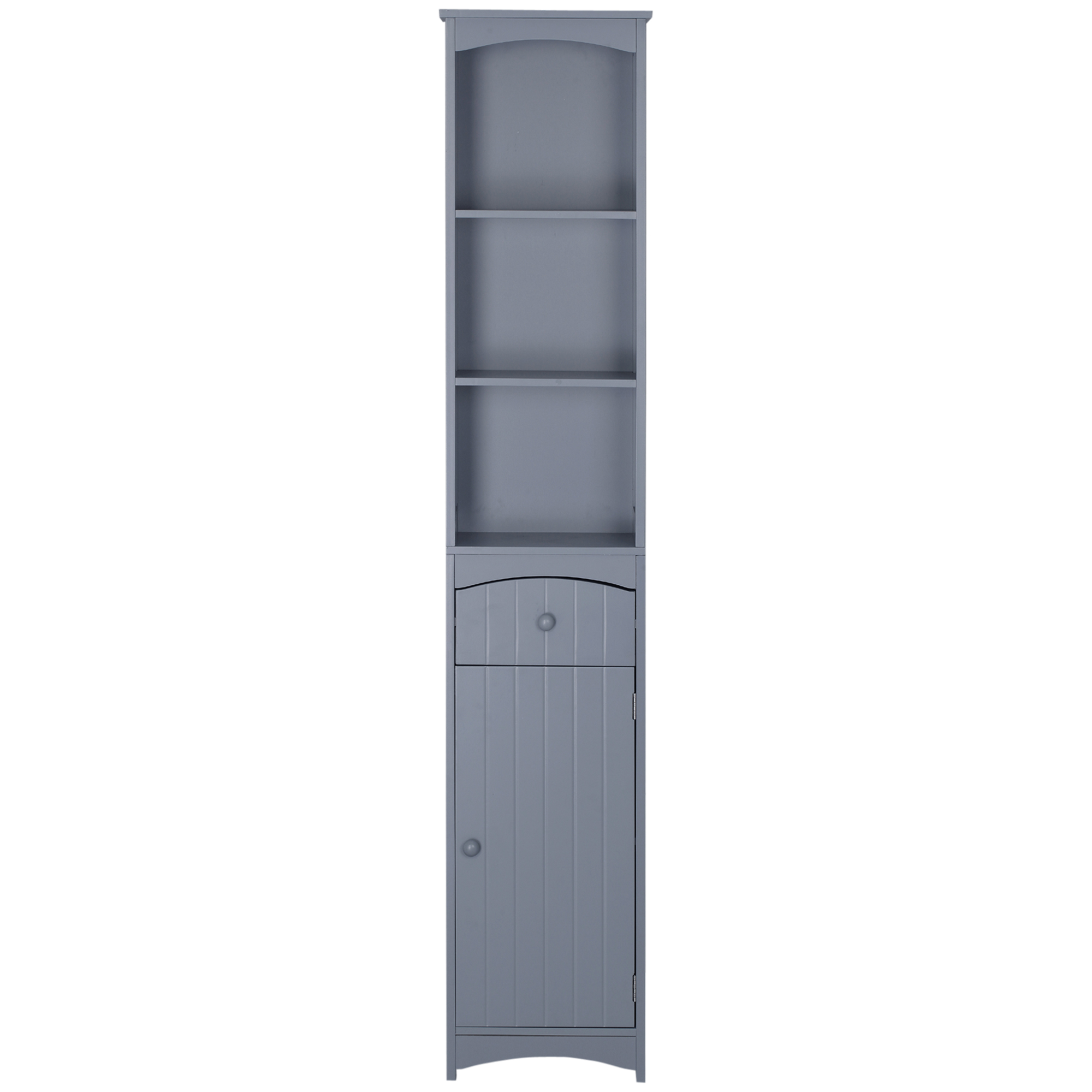 HOMCOM Hochschrank für Badezimmer mit 1 Schublade und 3 offenen Regalen Moderner Stil 34x24x170 cm Grau
